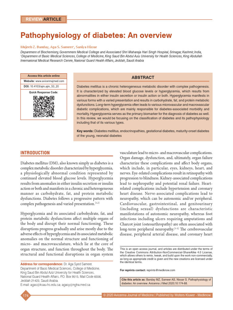 Pathophysiology of Diabetes An Overview | PDF | Diabetes | Gestational ...