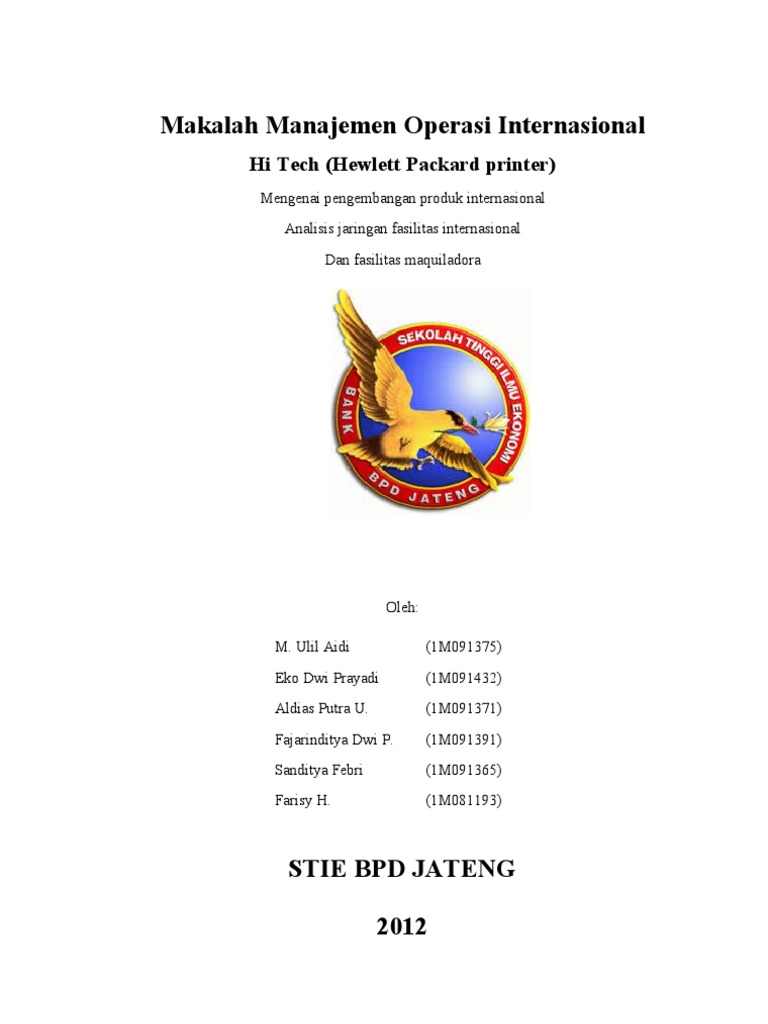Makalah Manajemen Operasi Internasional
