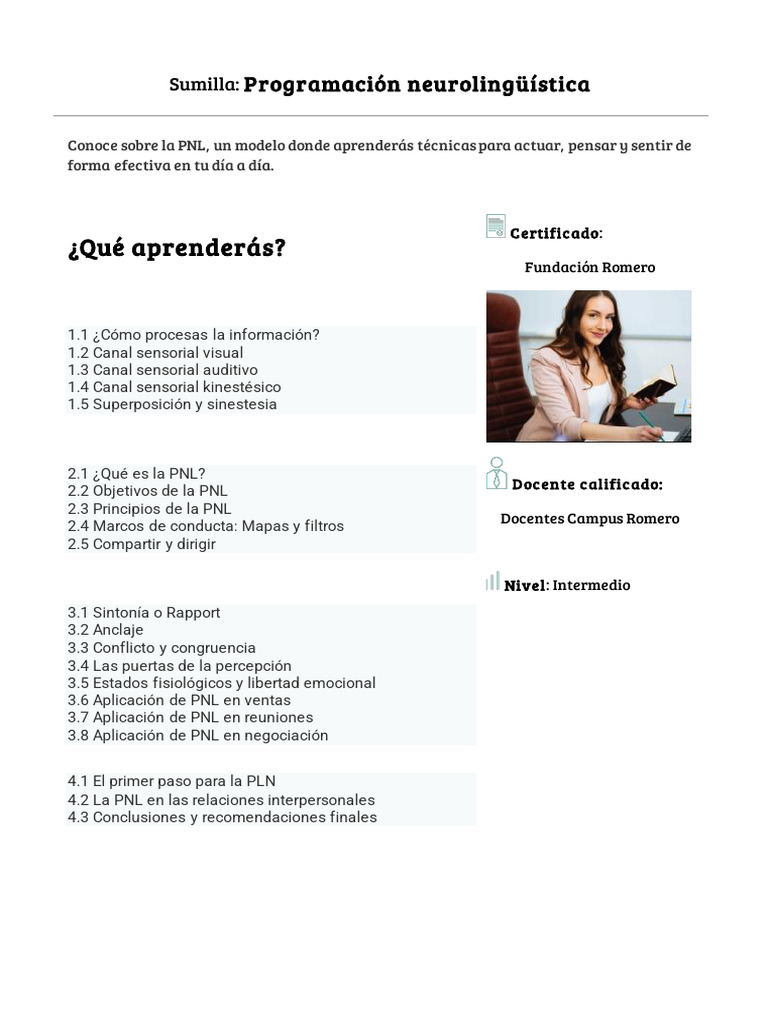 Sumilla - Programación Neurolinguistica | PDF