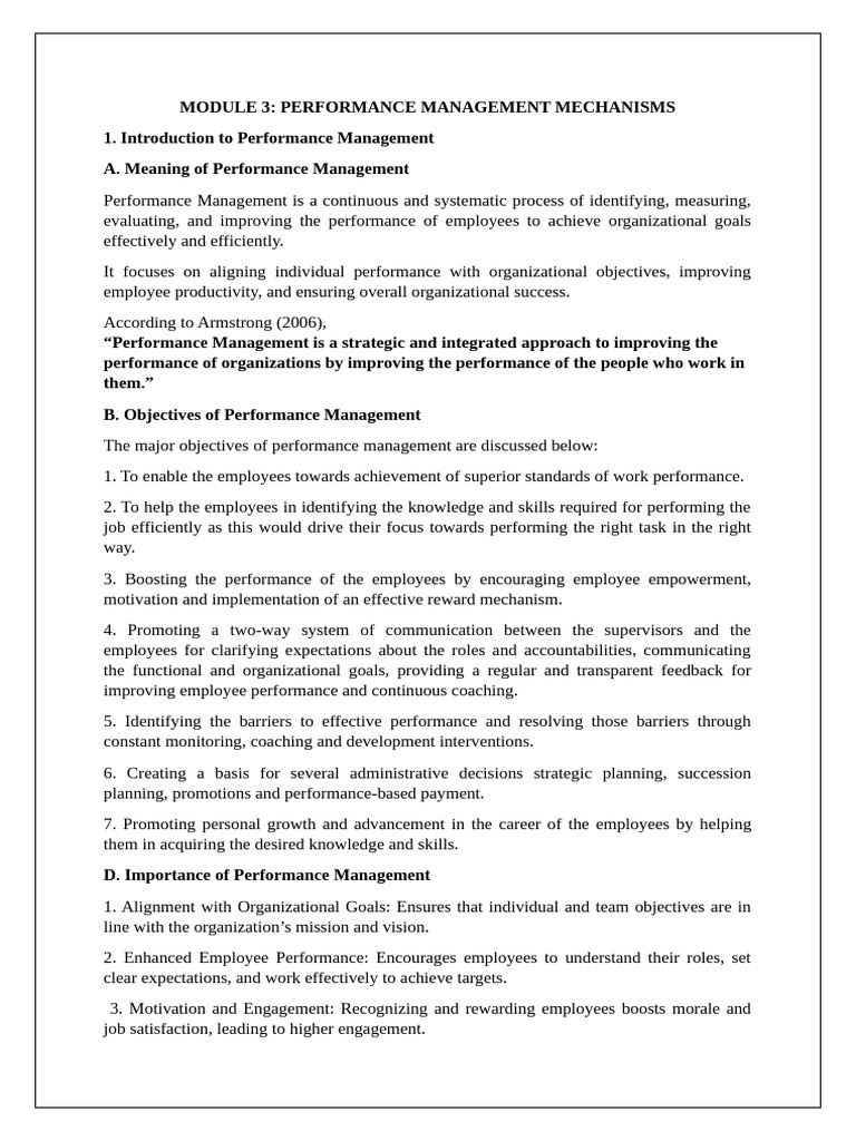 Module 3 Performance Management Mechanisms | PDF | Performance ...
