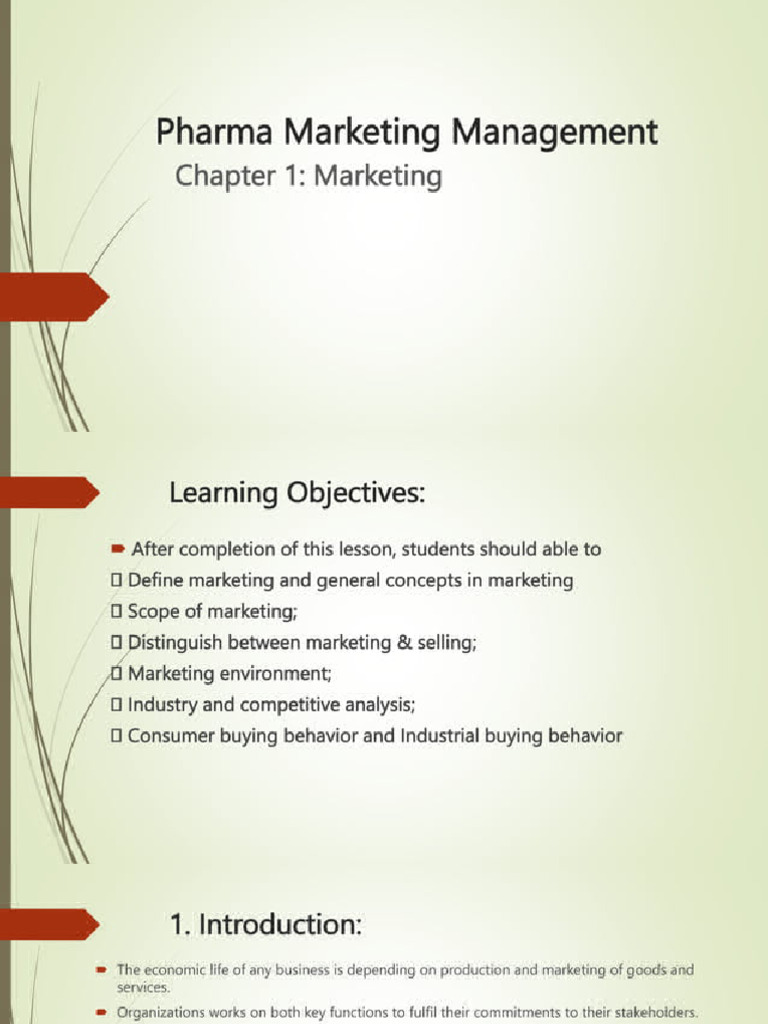 Pharma Marketing Managementchapter 1pptx | PDF