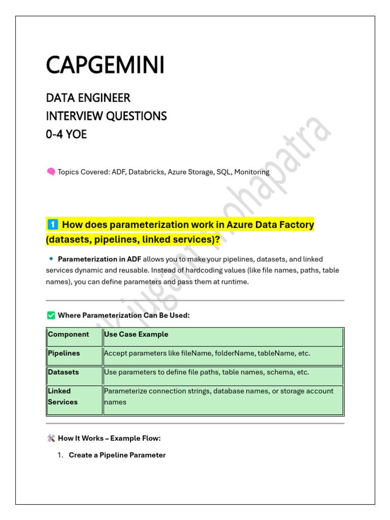Capgemini Data Engineer Interview Questions | PDF | Directory ...
