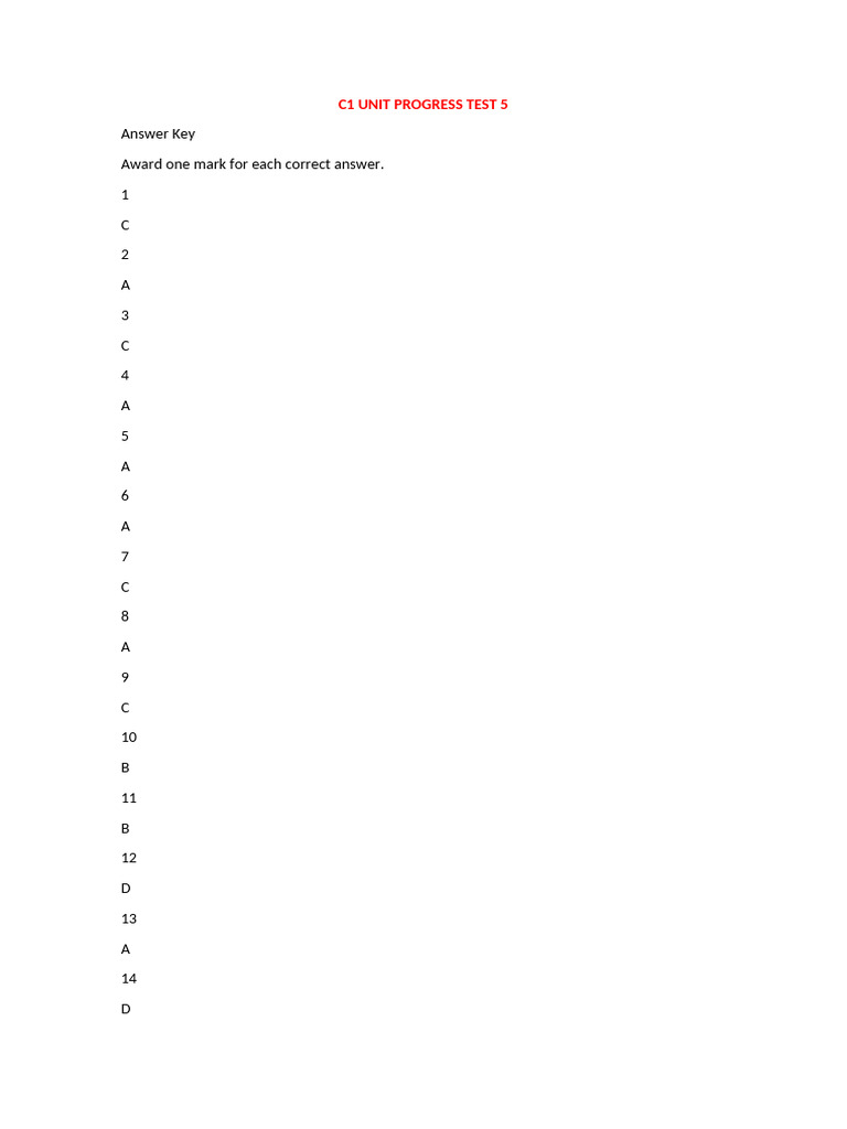 c1 Unit Progress Test 5 | PDF