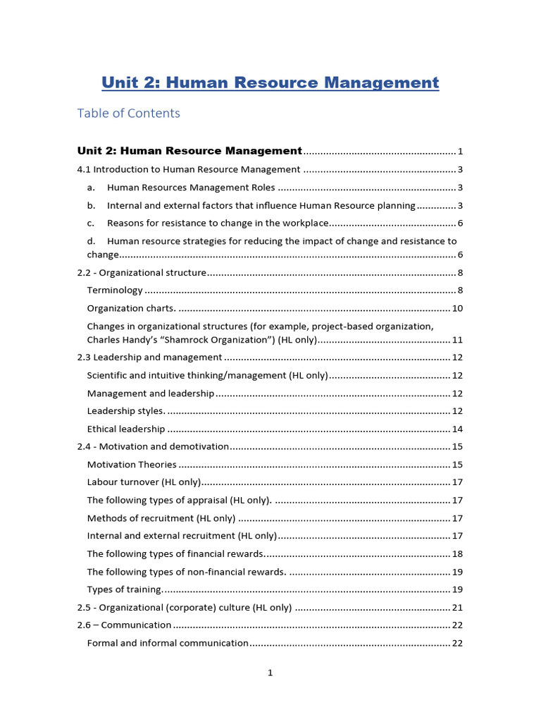 UNIT 2 - Human Resources | PDF | Human Resource Management | Employment