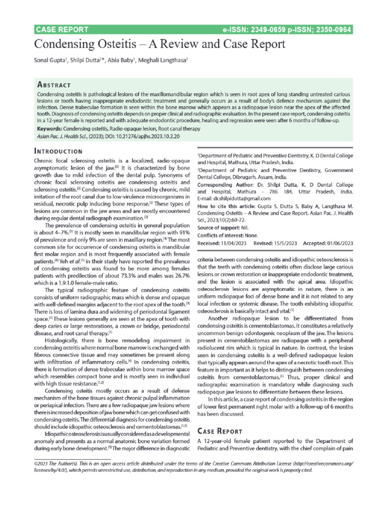Condensing Osteitis | PDF