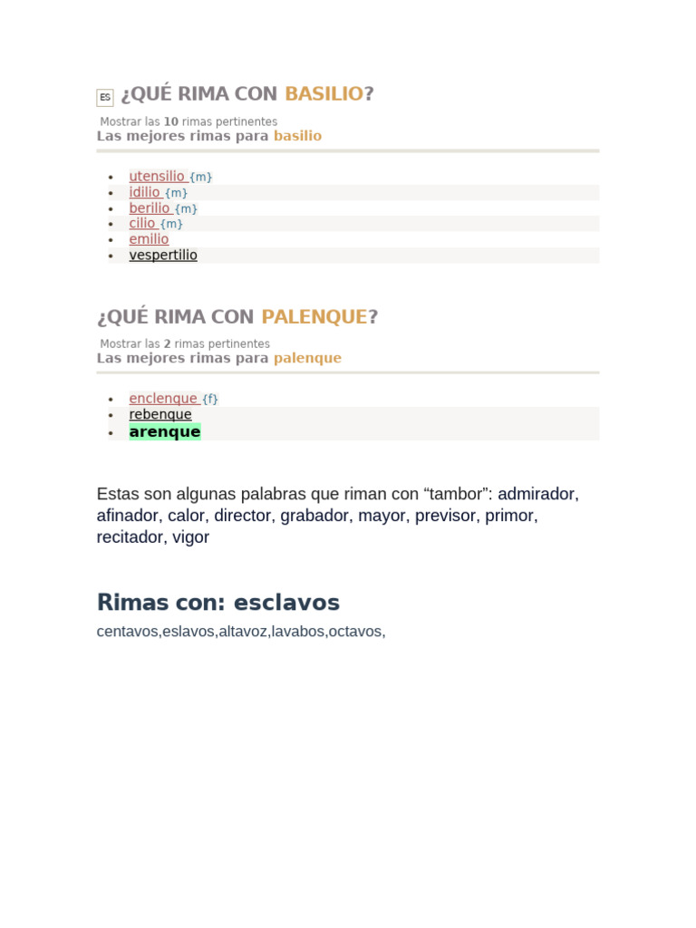Palasbras Con Rimas | PDF