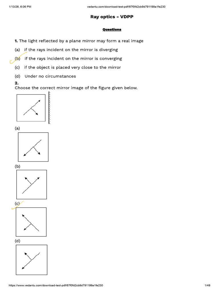 Assignment Ray Optics | PDF | Optics | Electromagnetic Radiation