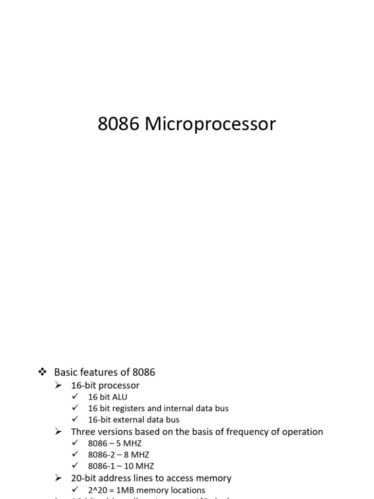 8086 Microprocessor Unit1 | PDF | Central Processing Unit | Digital ...