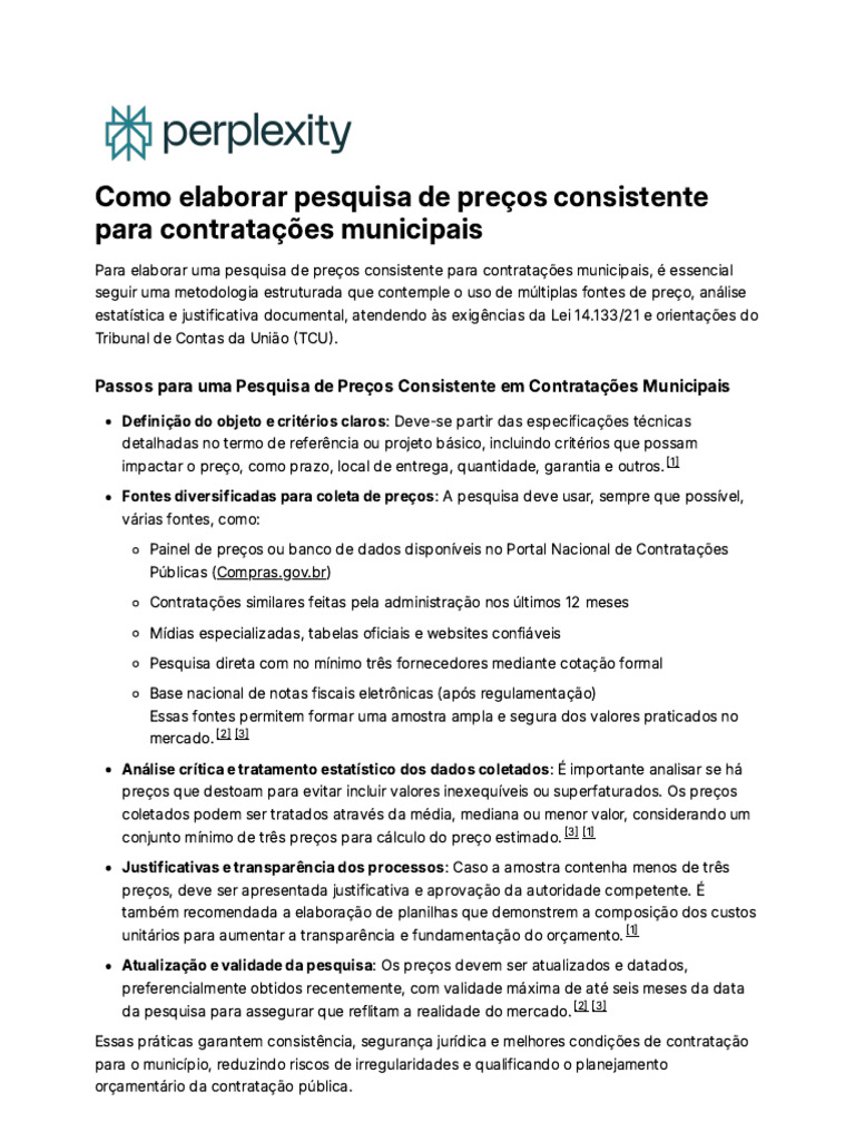 Como Elaborar Pesquisa de Preços Consistente para | PDF | Mediana ...