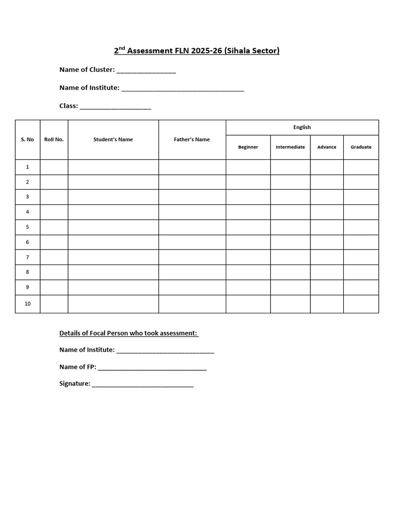 2nd Assessment FLN 2025 | PDF
