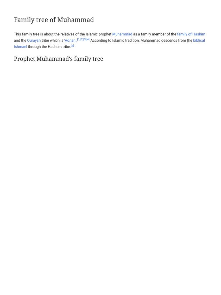 Family Tree of Muhammad - Wikipedia | PDF | Ali | Muhammad