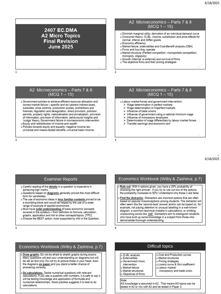 2407 P3 Micro Topics - Student BNW - June 2025 | PDF | Utility ...