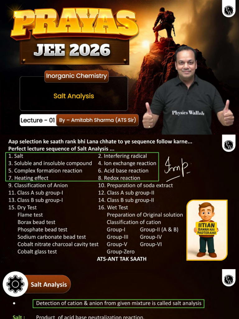 Salt Analysis - Class Notes | PDF