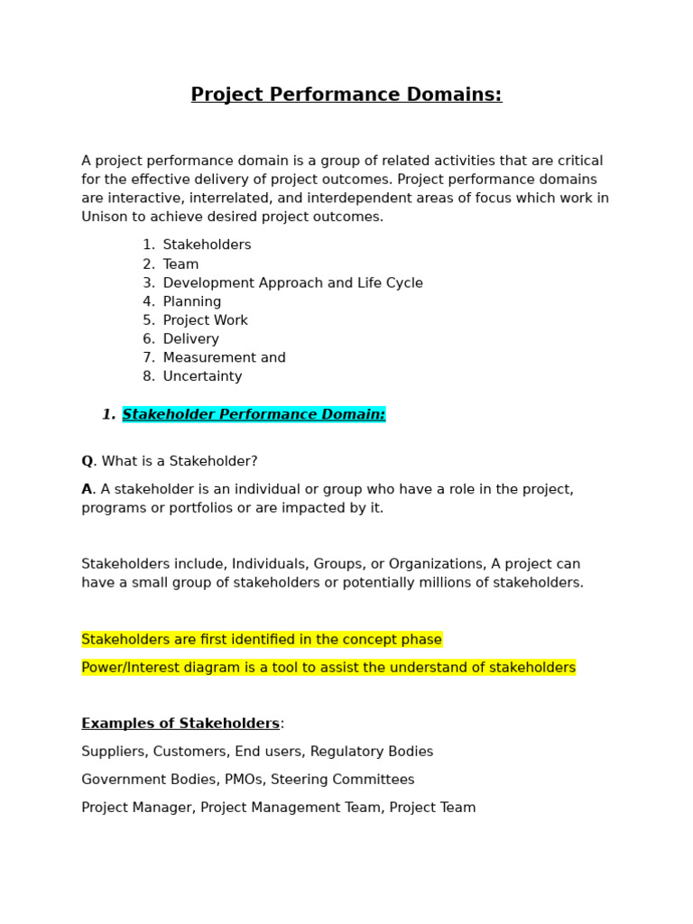 Project Performance Domains PMP - Session 6 Stakeholder Management ...