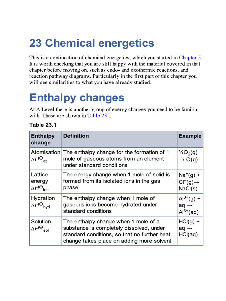 Chapter 23 Chemical Energetics | PDF
