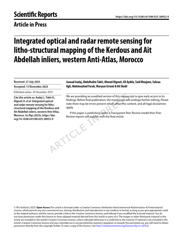 Integrated Optical and Radar Remote Sensing For Li | PDF | Remote ...