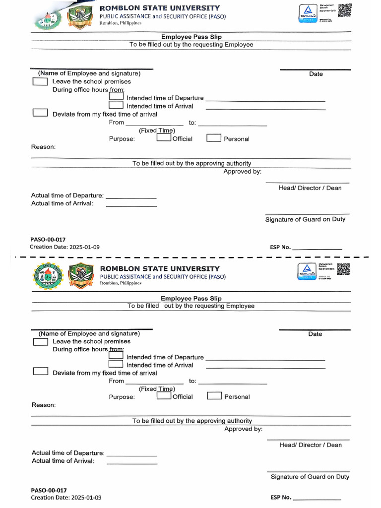 Employee Pass Slip | PDF