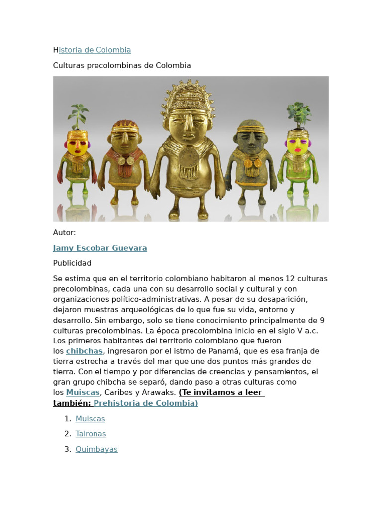 Historia Colombia | PDF | Era precolombina | Pueblos Indígenas de las ...