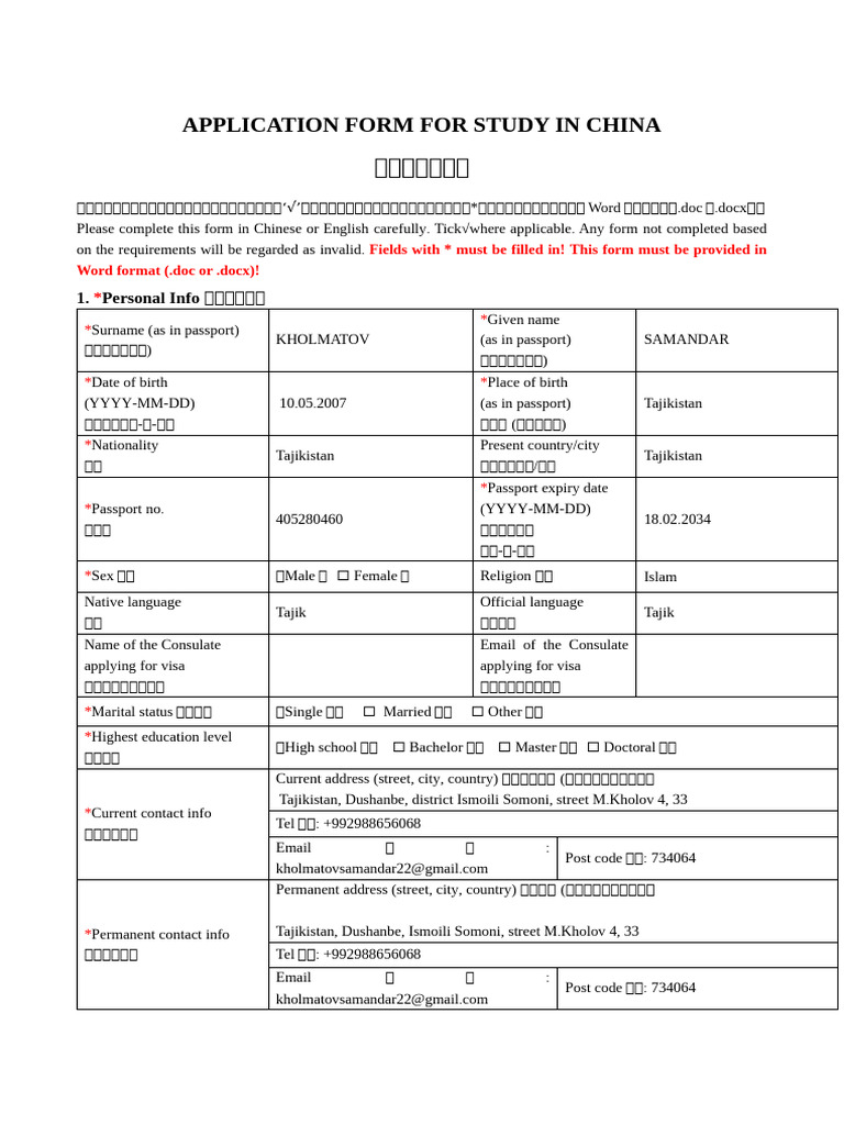 Application Form 2025 | PDF