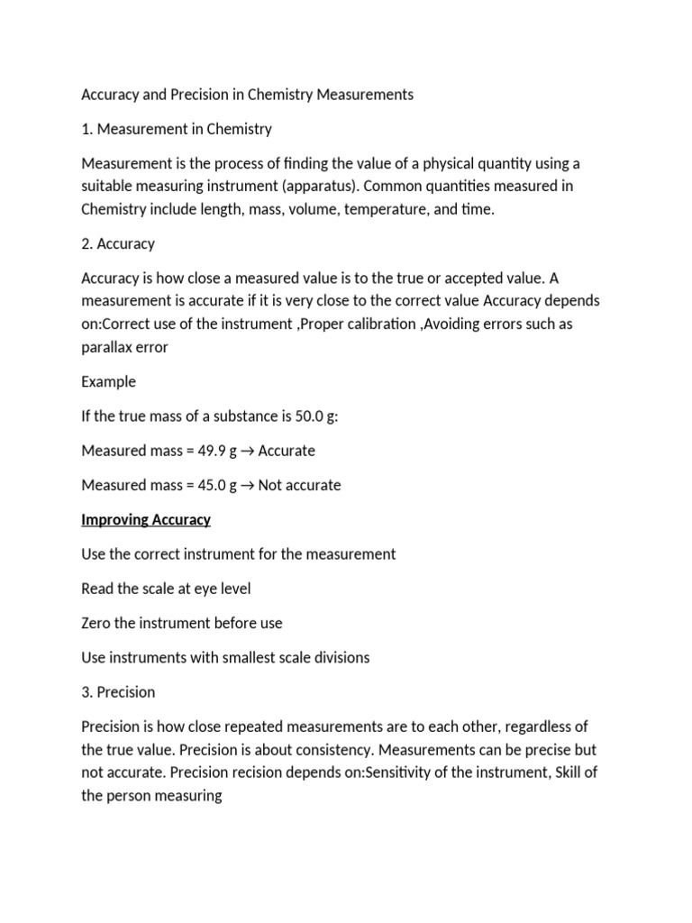 Accuracy Chem Notes | PDF | Accuracy And Precision | Measurement