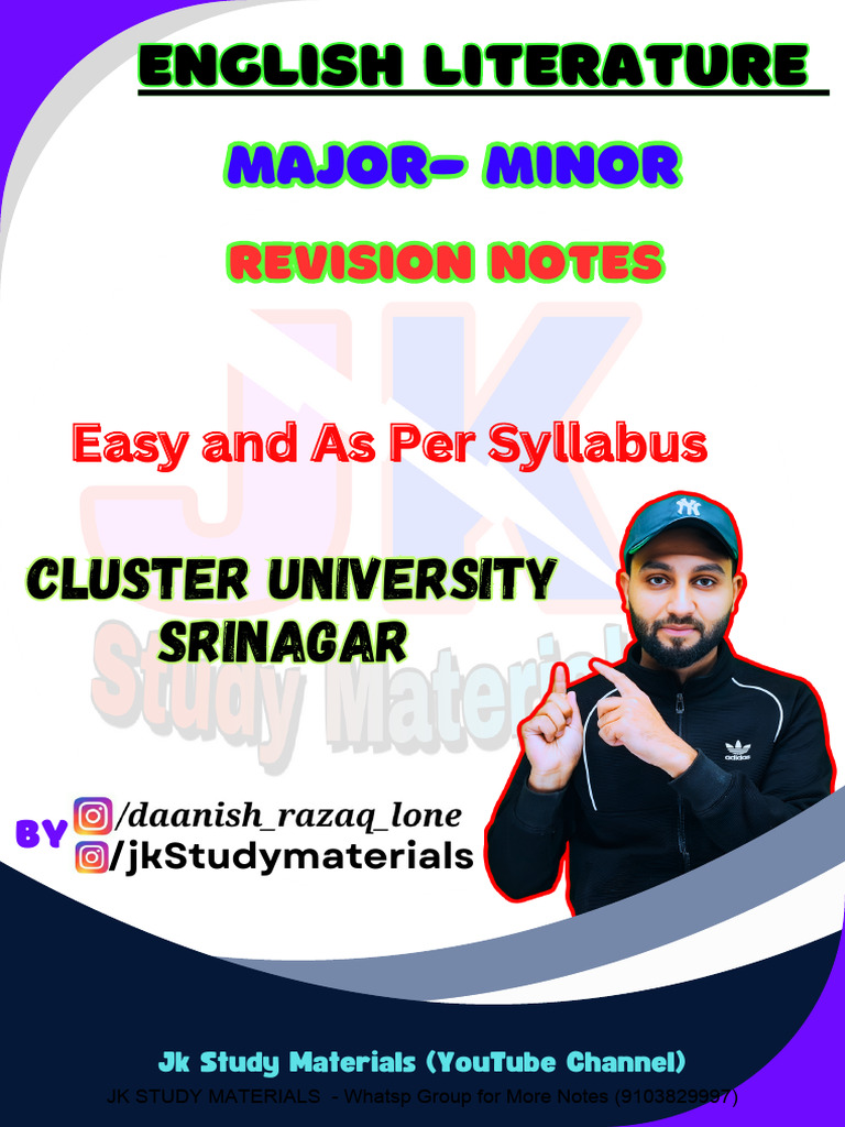 English Literature 1st Sem Revision Notes (Cluster University Srinagar ...