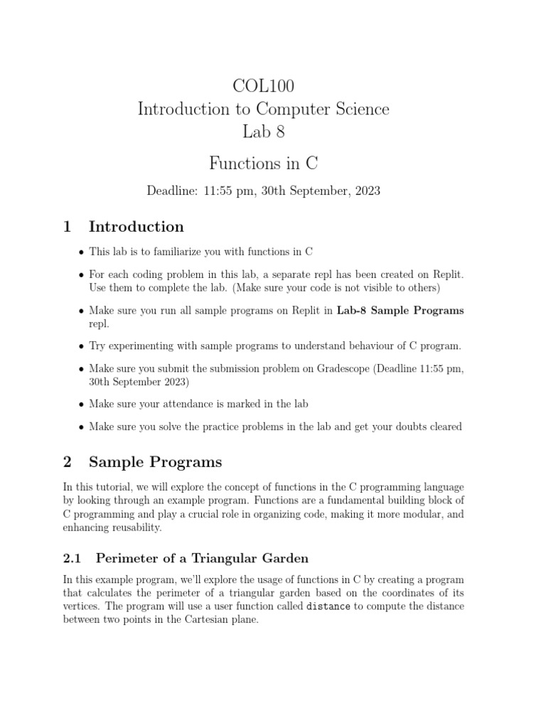 COL 100 Lab 8 | PDF | Norm (Mathematics) | Euclidean Vector