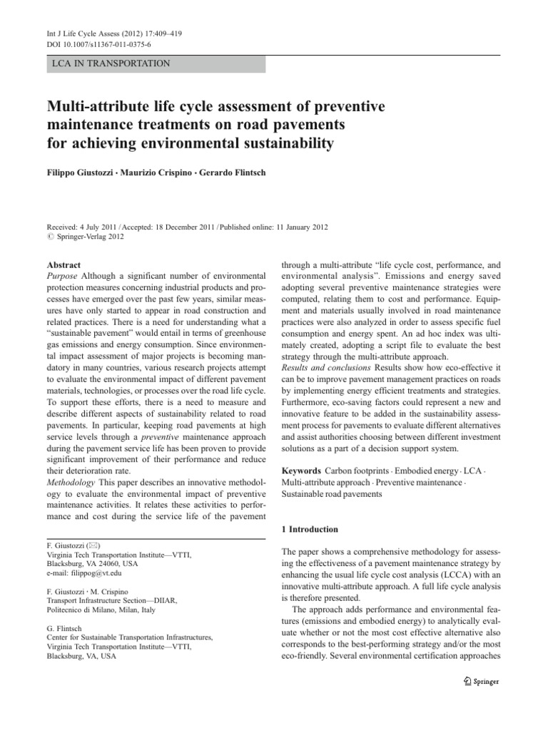 Multi Attribute Life Cycle Assessment of | PDF | Life Cycle Assessment ...
