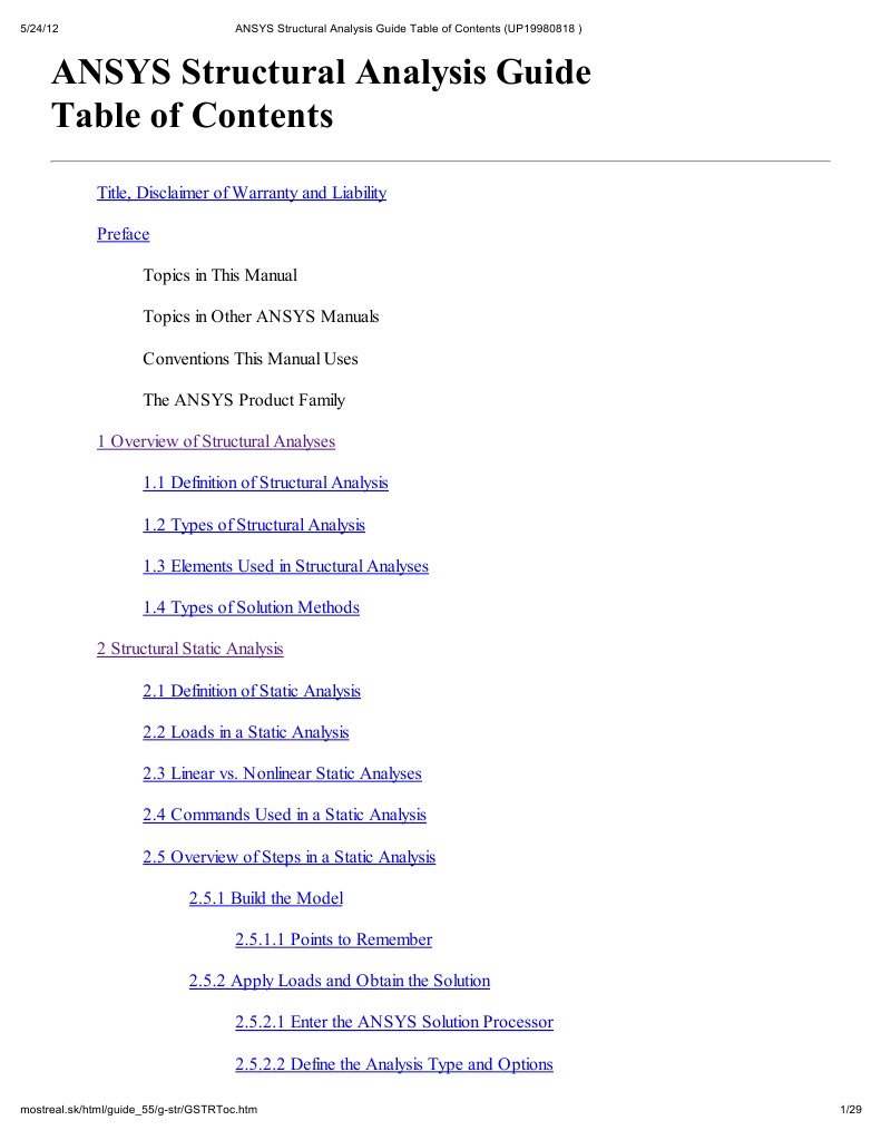 ANSYS Structural Analysis Guide Overview | PDF | Structural Analysis ...