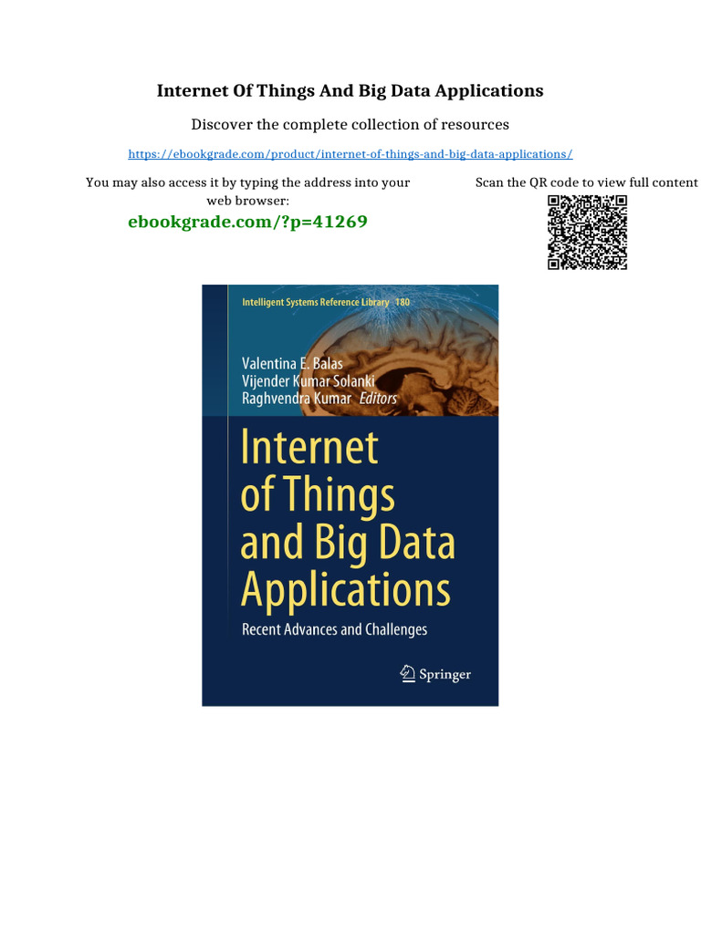 Internet of Things and Big Data Applications Full | PDF | Intellectual ...