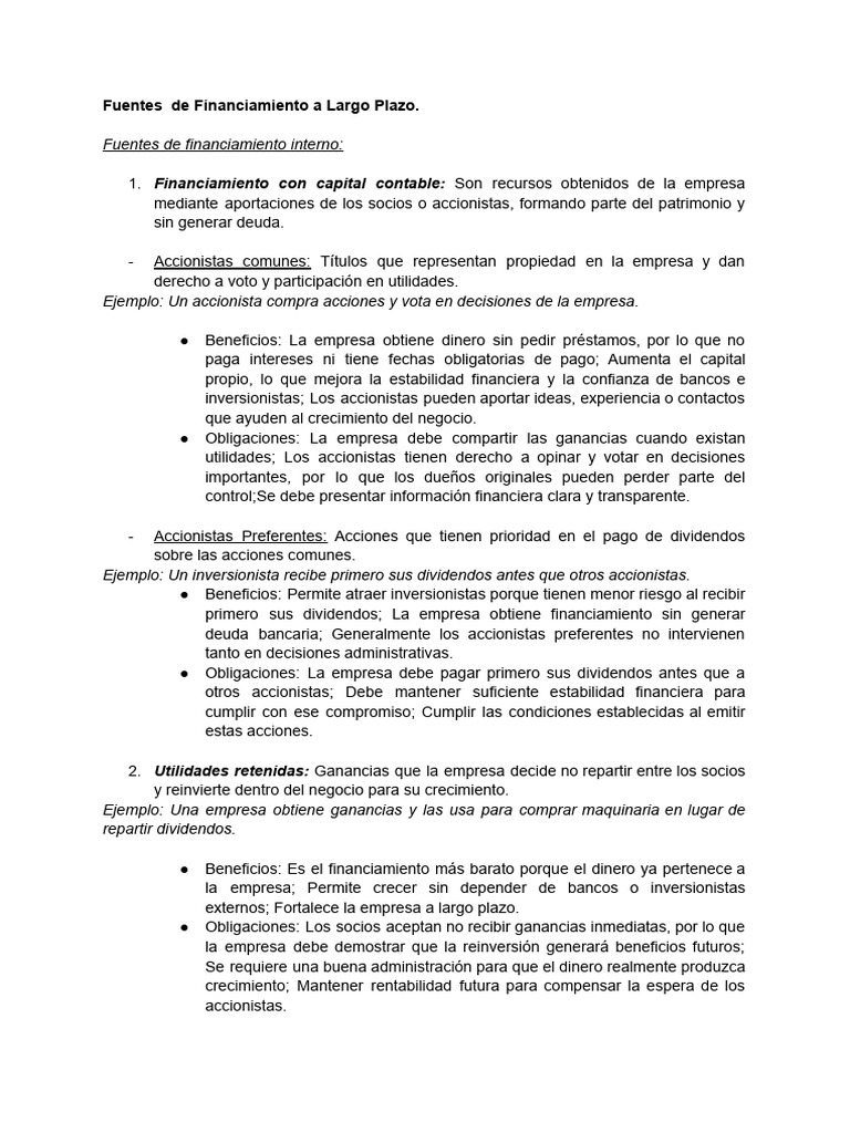 Fuentes de Financiamiento A Largo Plazo | PDF | Bancos | Compartir ...
