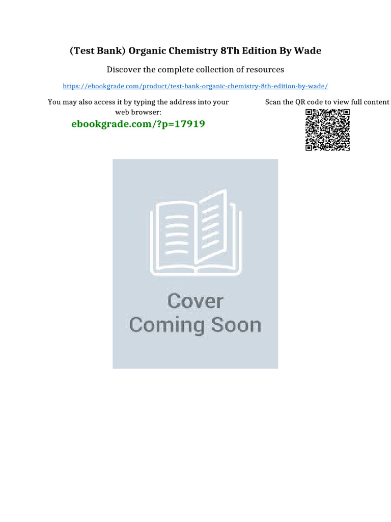(Test Bank) Organic Chemistry 8th Edition by Wade Download Full ...