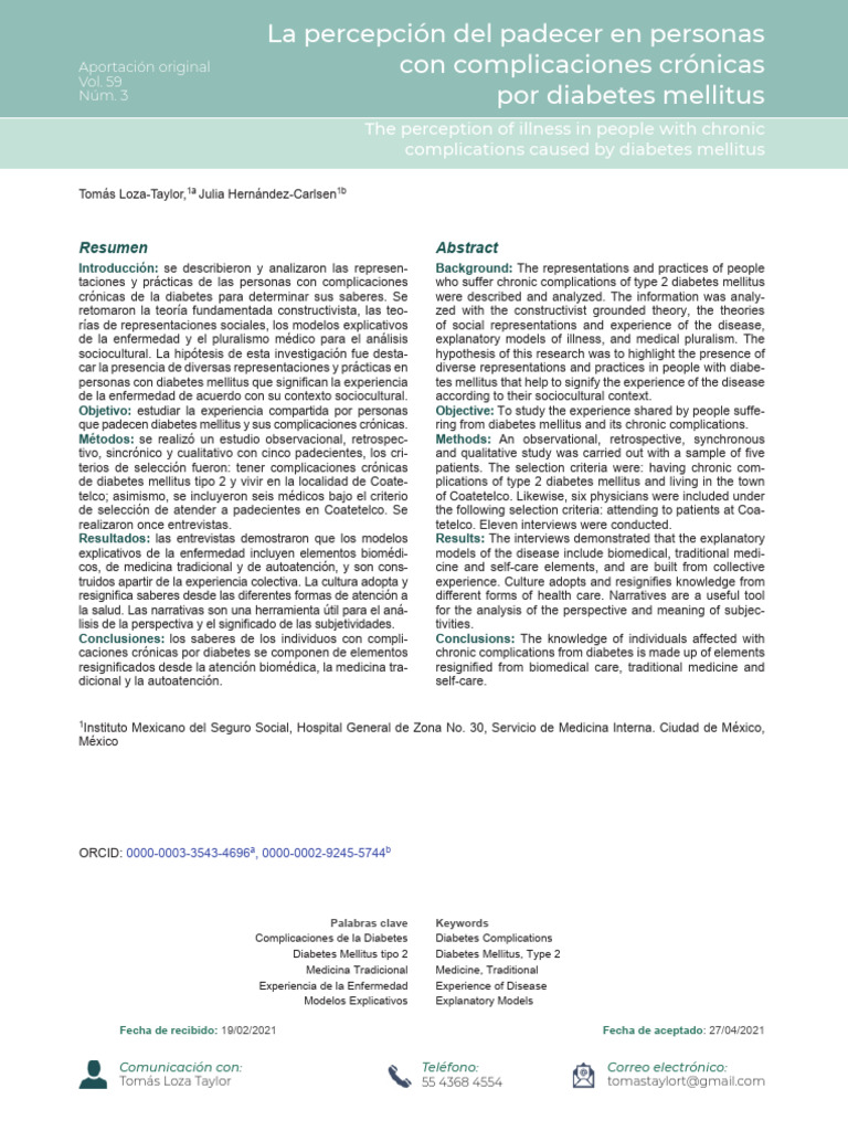 La percepción del padecer | PDF | Diabetes | Experiencia