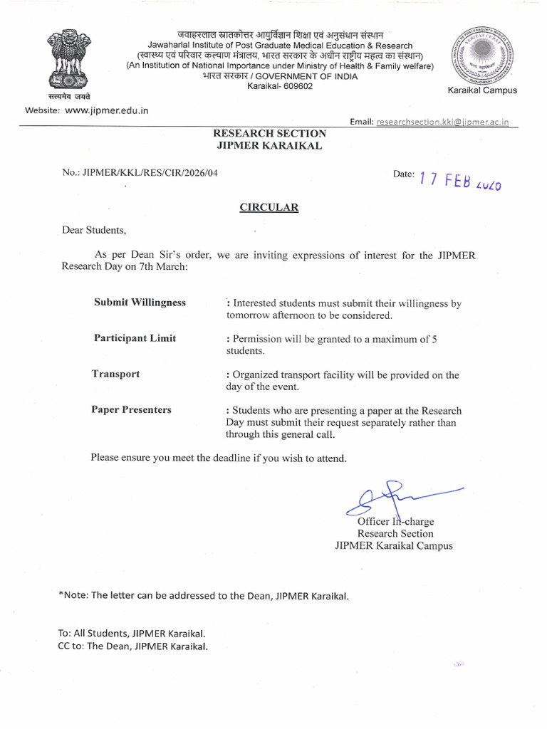 Research - Circular - To All Students | PDF