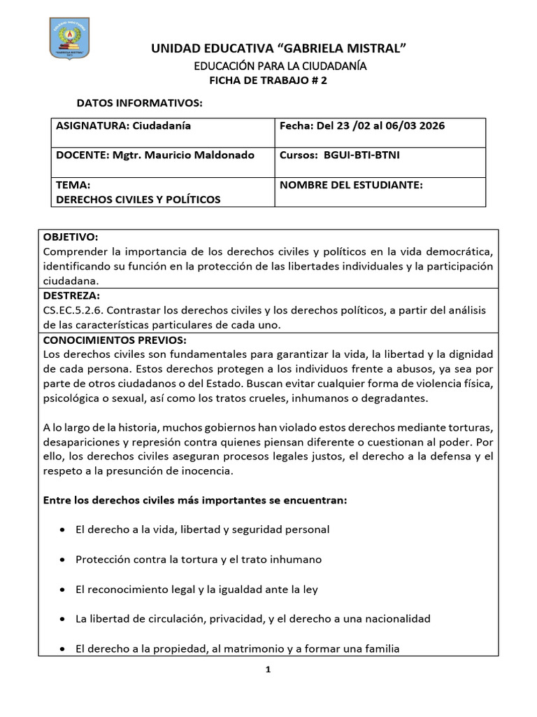 Ficha # 2 Ciu Derechos Bgui Bti Btni 23 02 Al 6 03 | PDF | Derechos ...