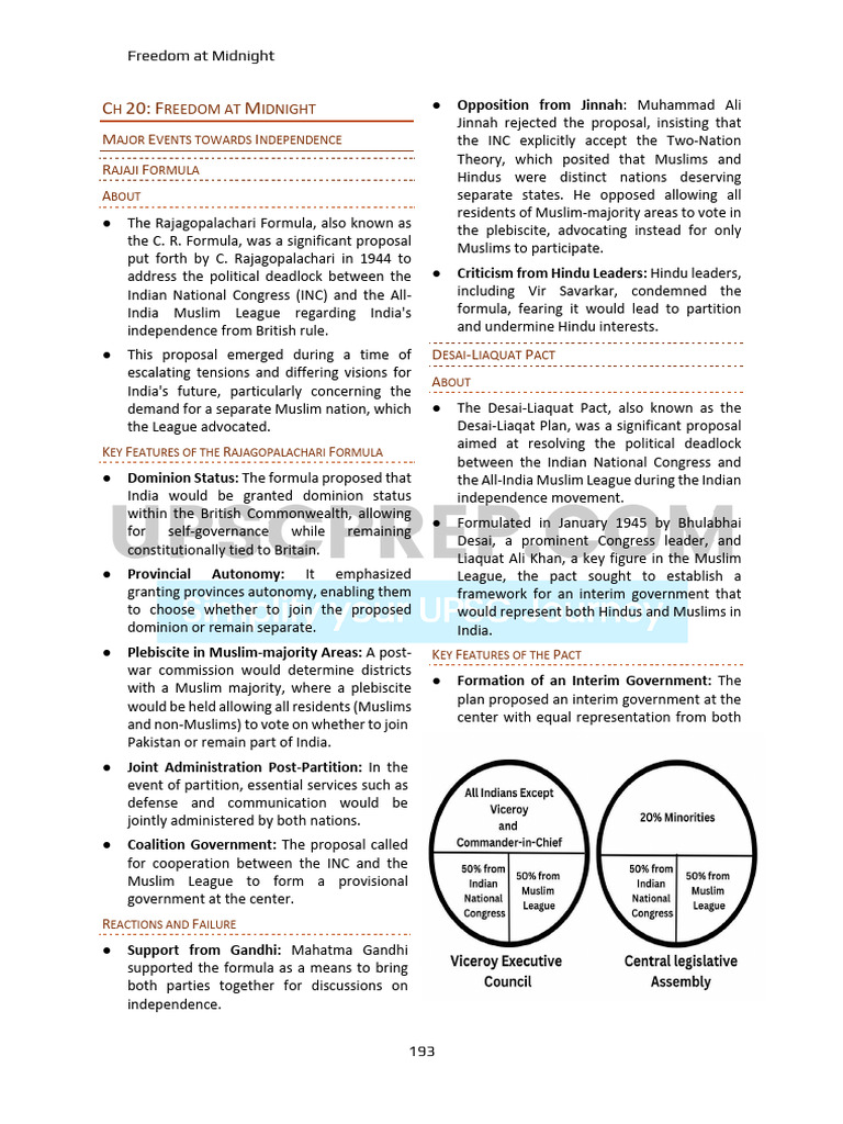 Modern Indian History Lecture 12 Notes | PDF | Partition Of India ...