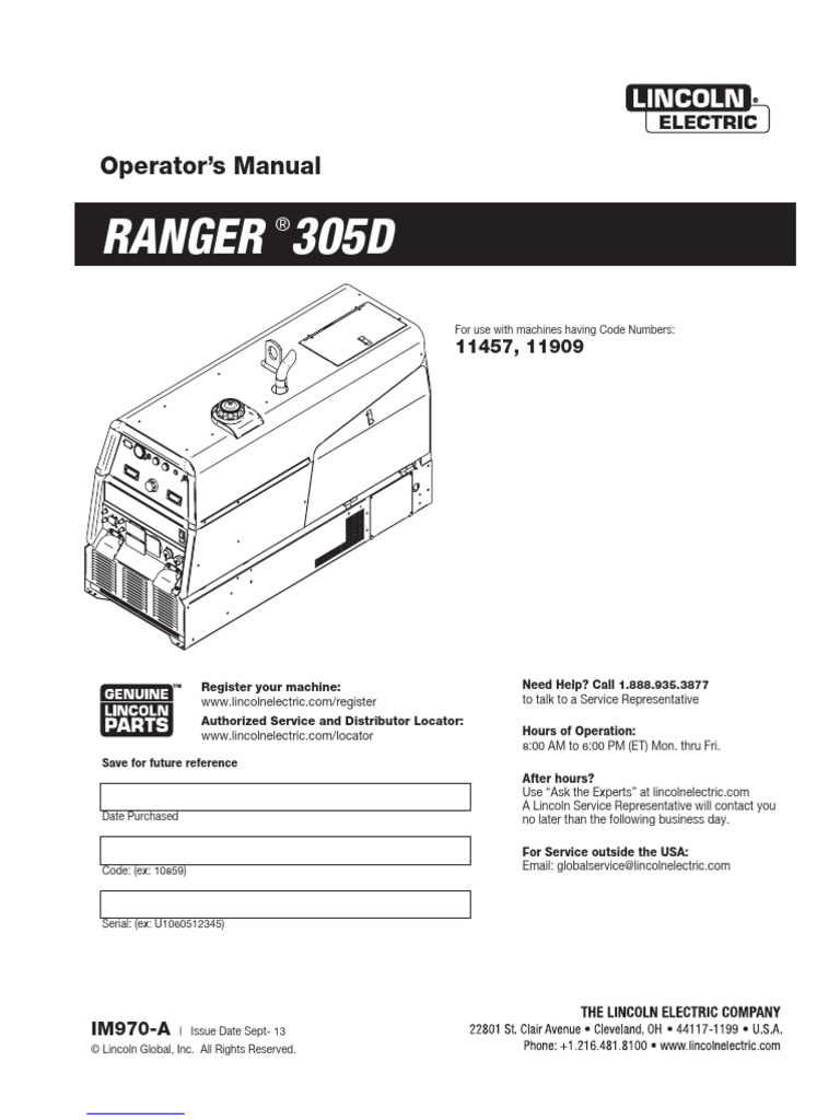 Ranger 305d | PDF | Welding | Construction