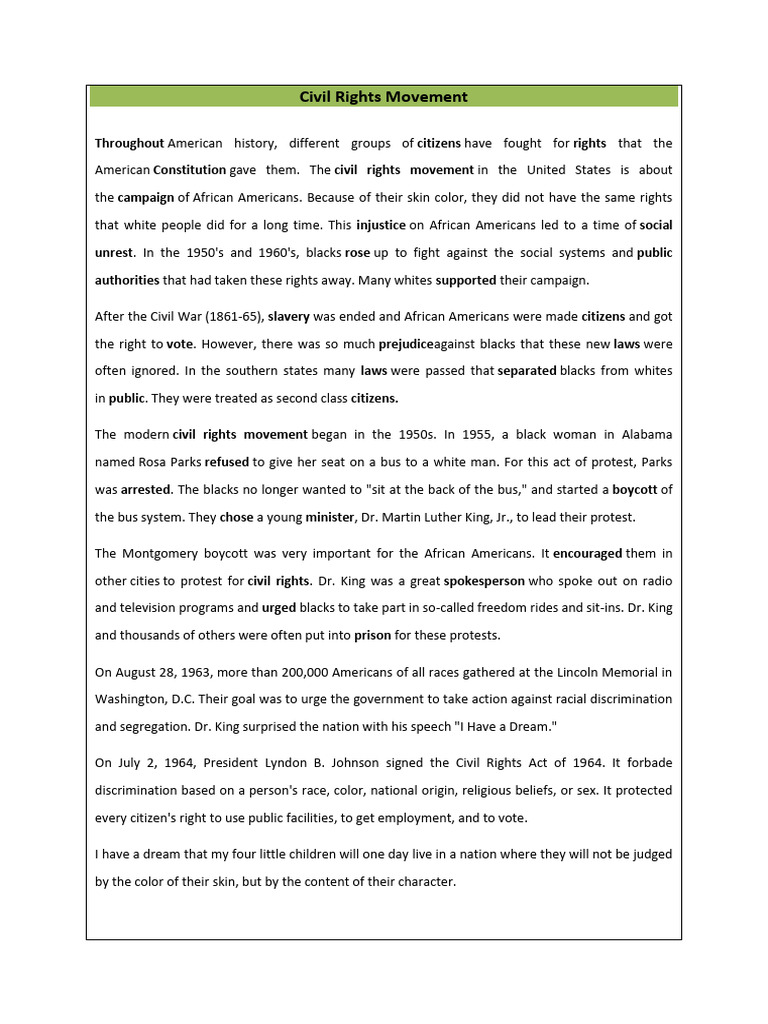 Civil Rights Movement | PDF | Martin Luther King Jr. | Black People