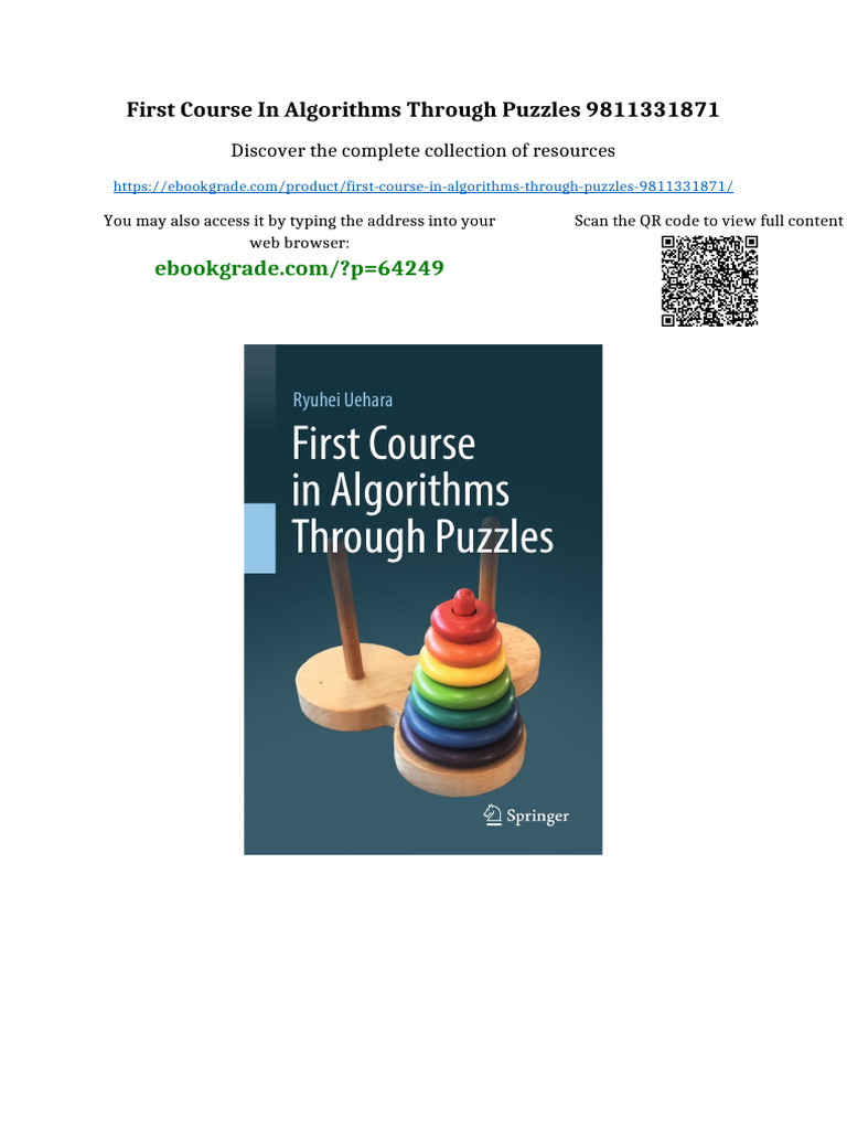 First Course in Algorithms Through Puzzles 9811331871 Available All ...