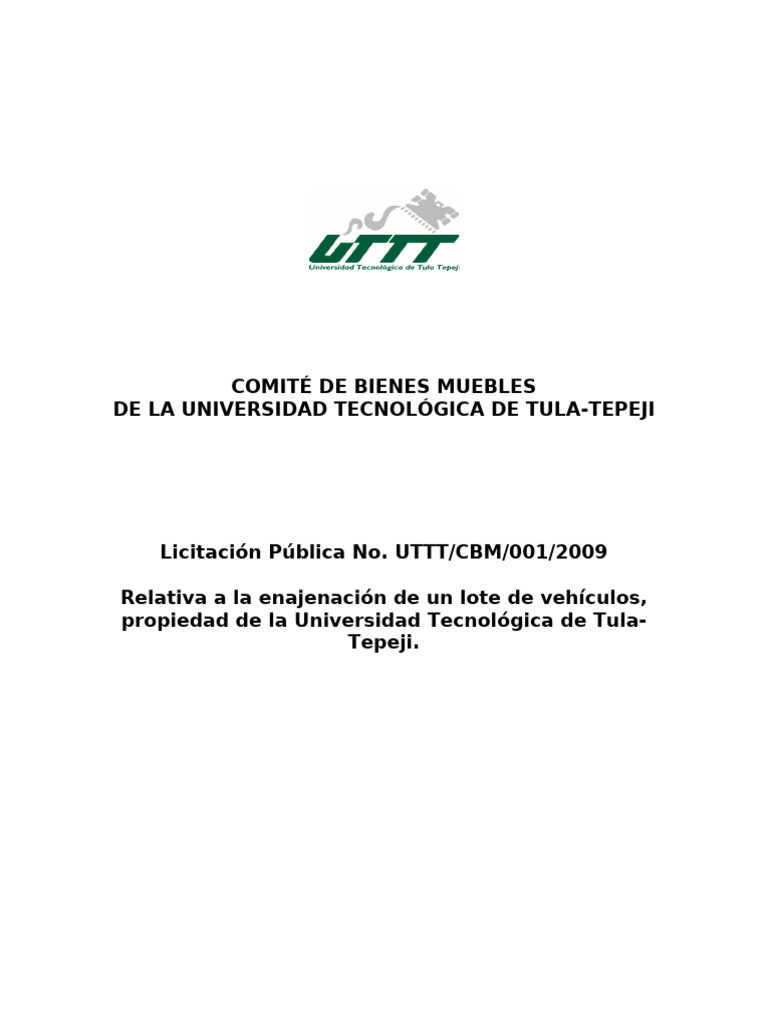 Bases Enajenacion Lote de Vehiculos Utt | PDF | Documento de identidad ...