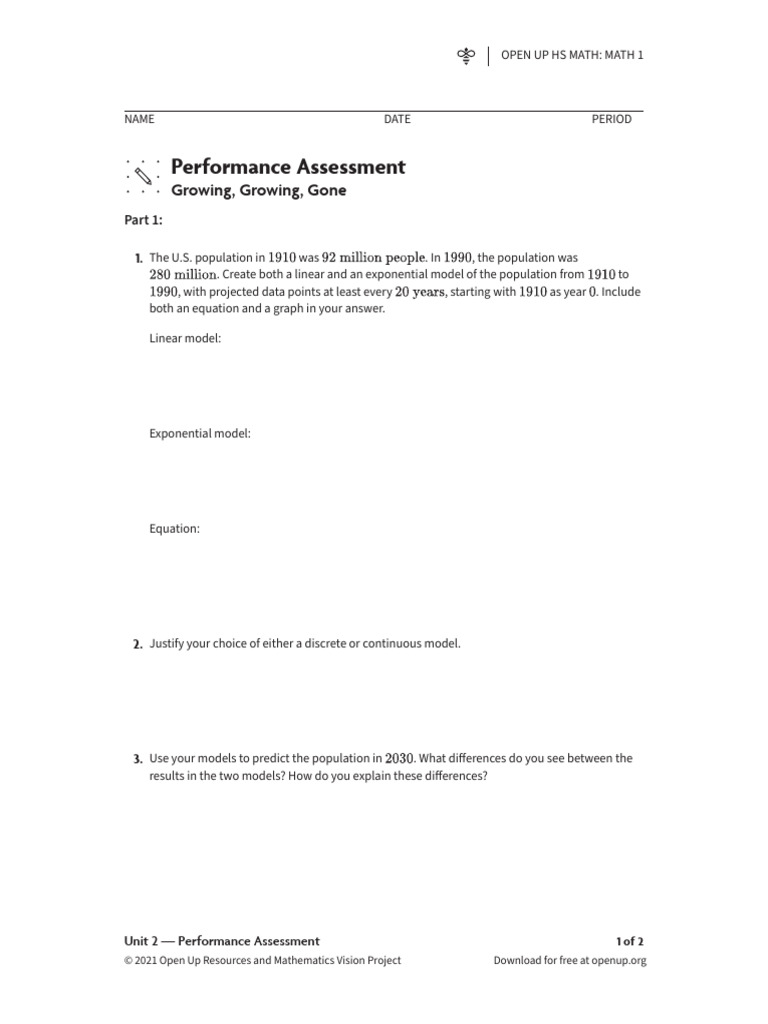 Unit 2 Performance Task | PDF
