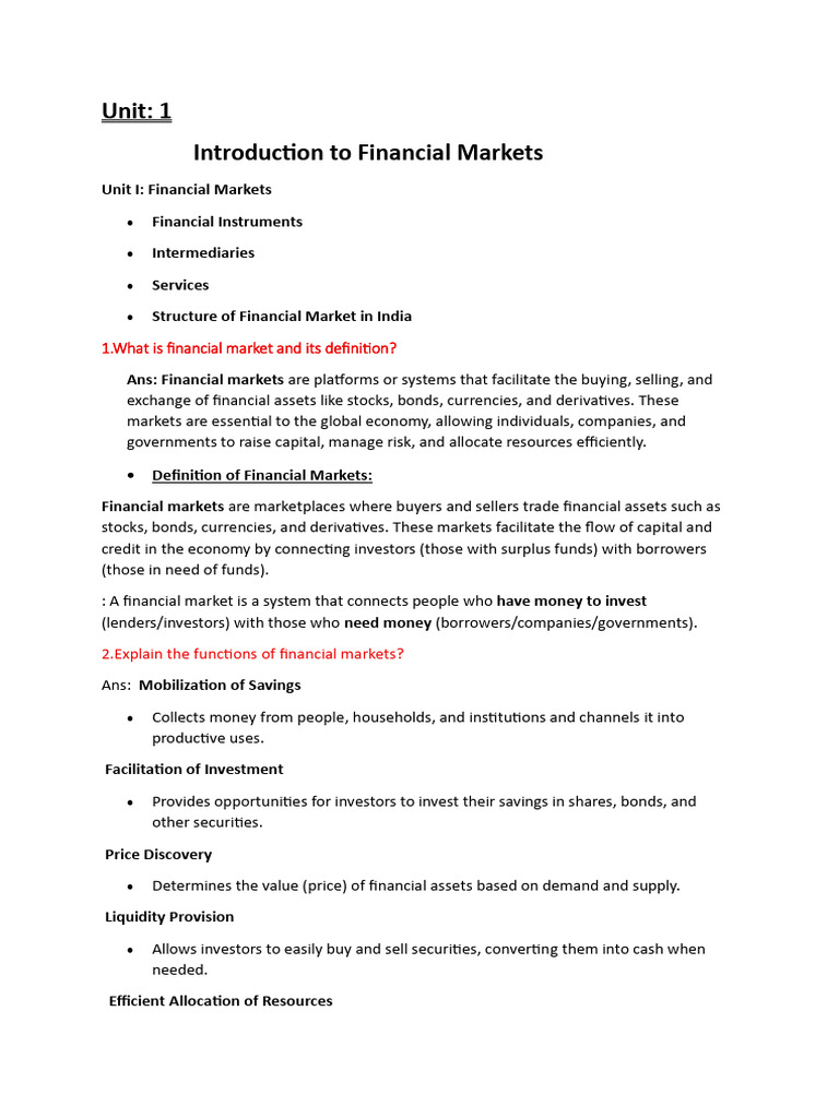 Introduction To Financial Markets-1 | PDF | Financial Markets | Stocks