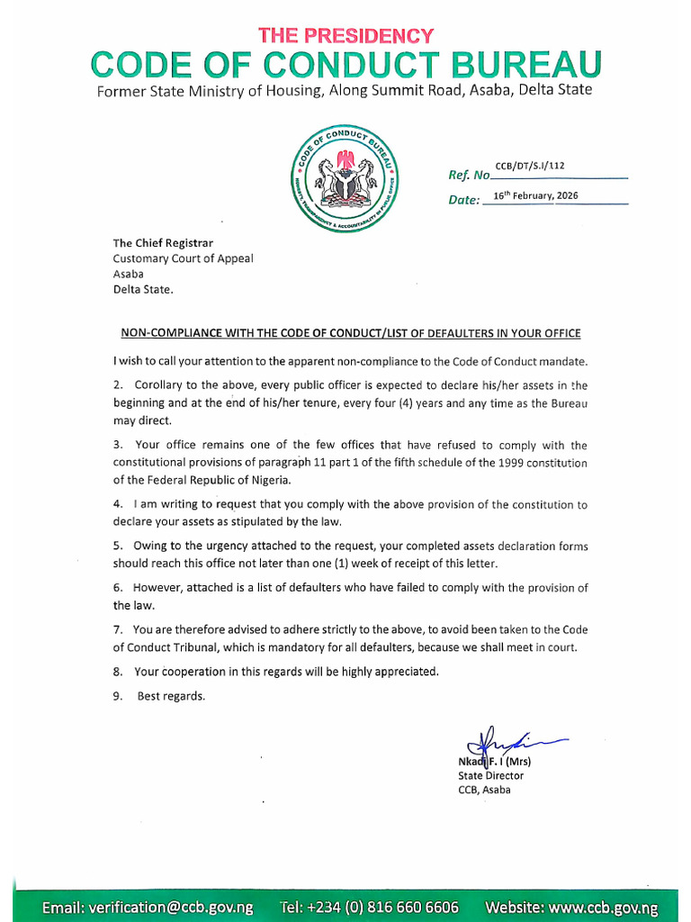 Non Compliance With The Code of Conduct List of Defaulters | PDF
