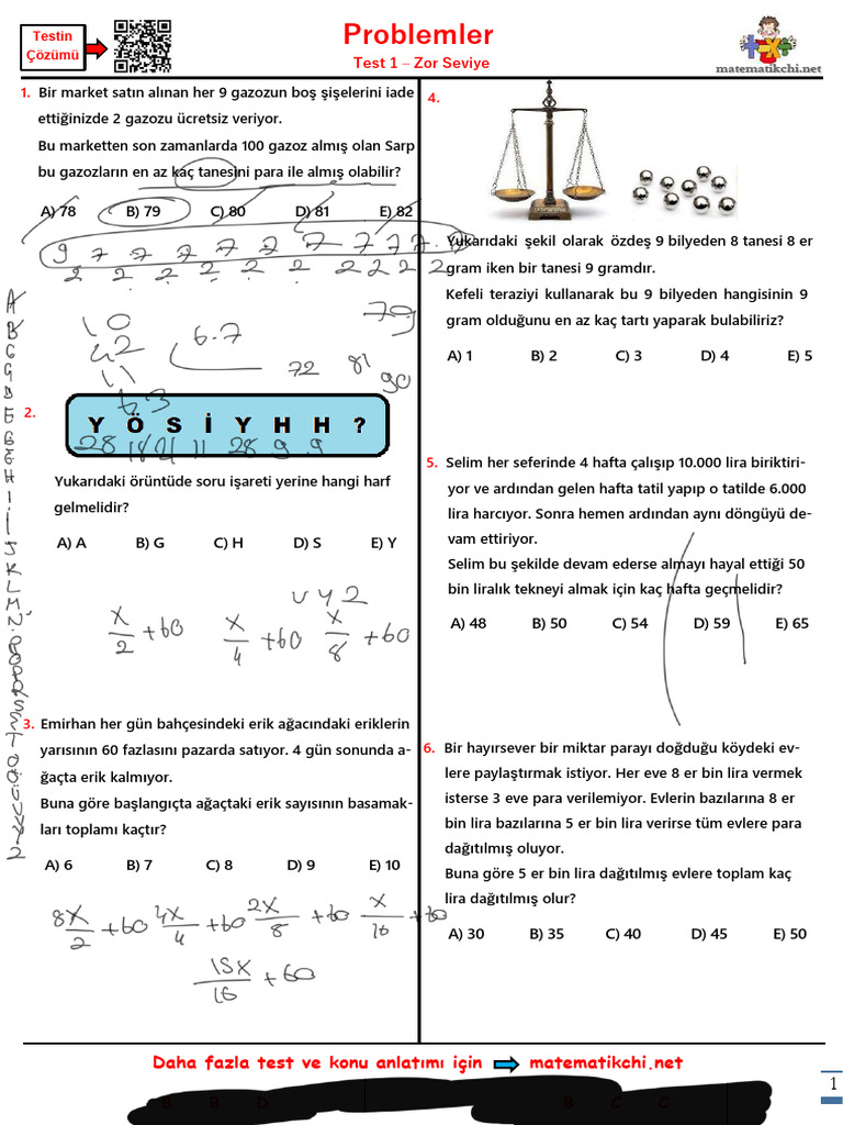 Problemler Test 1 Z | PDF