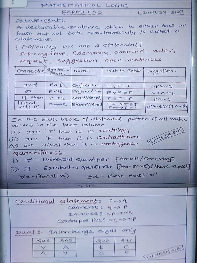 Maths 1 Formulas | PDF