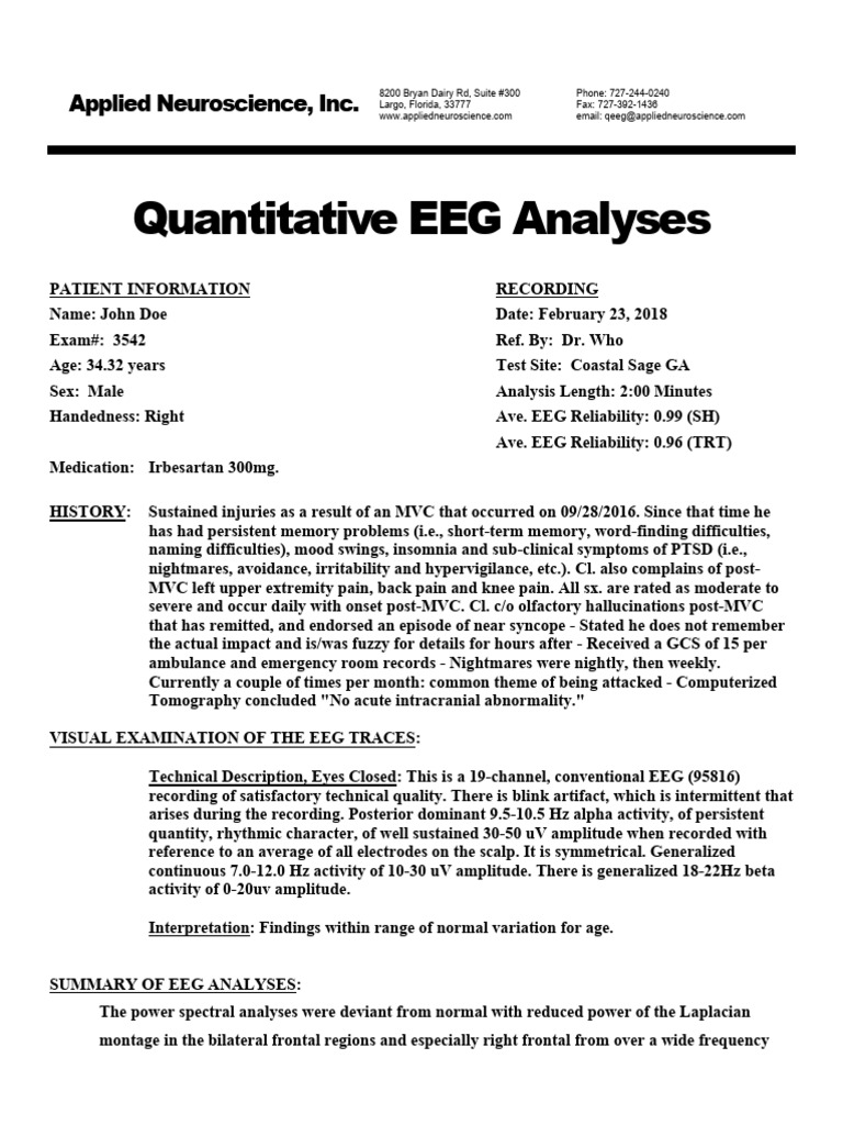 Sample Report-Neurologist Read | PDF | Electroencephalography | Frontal ...