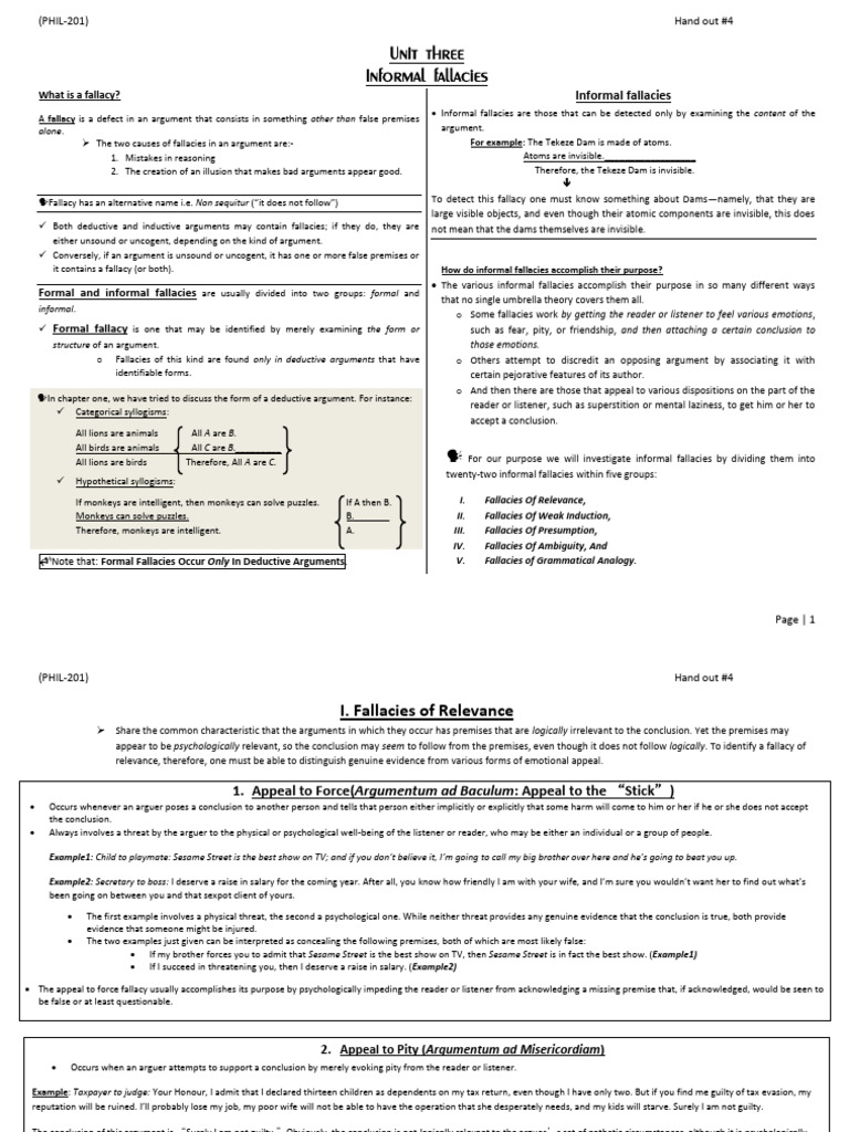Unit Three 1-14 | PDF | Fallacy | Argument