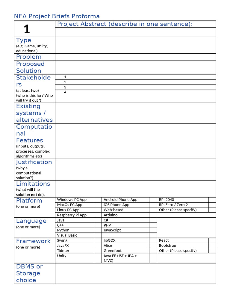 3 - NEA Project Briefs Proforma | PDF | Java (Programming Language ...
