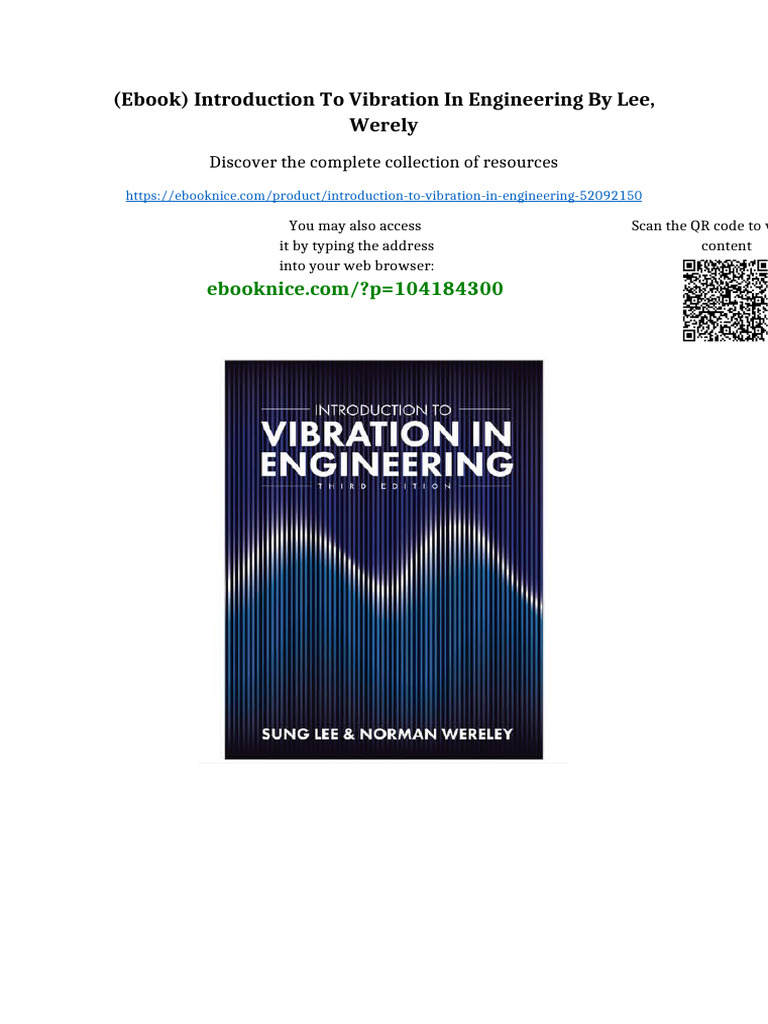 (Ebook) Introduction To Vibration in Engineering by Lee, Werely Kindle ...