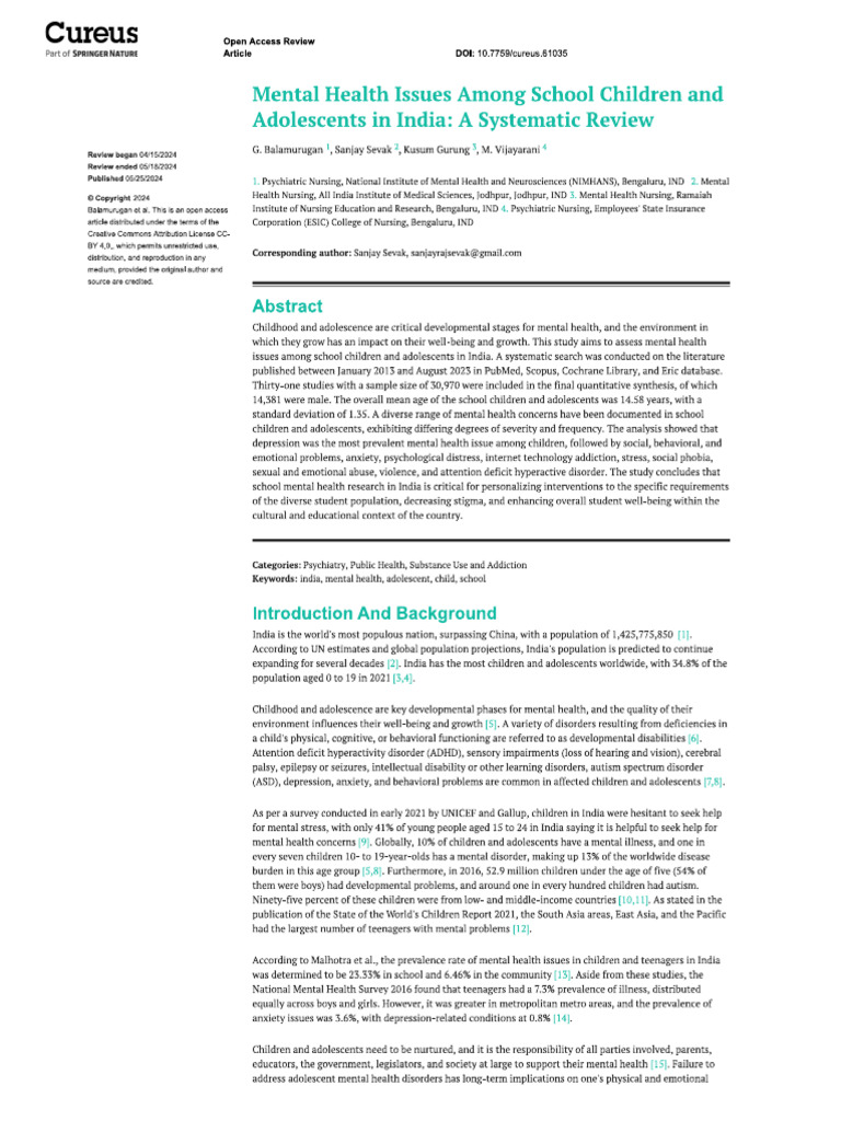 Common Mental Health Issues Among Youth PDF | PDF
