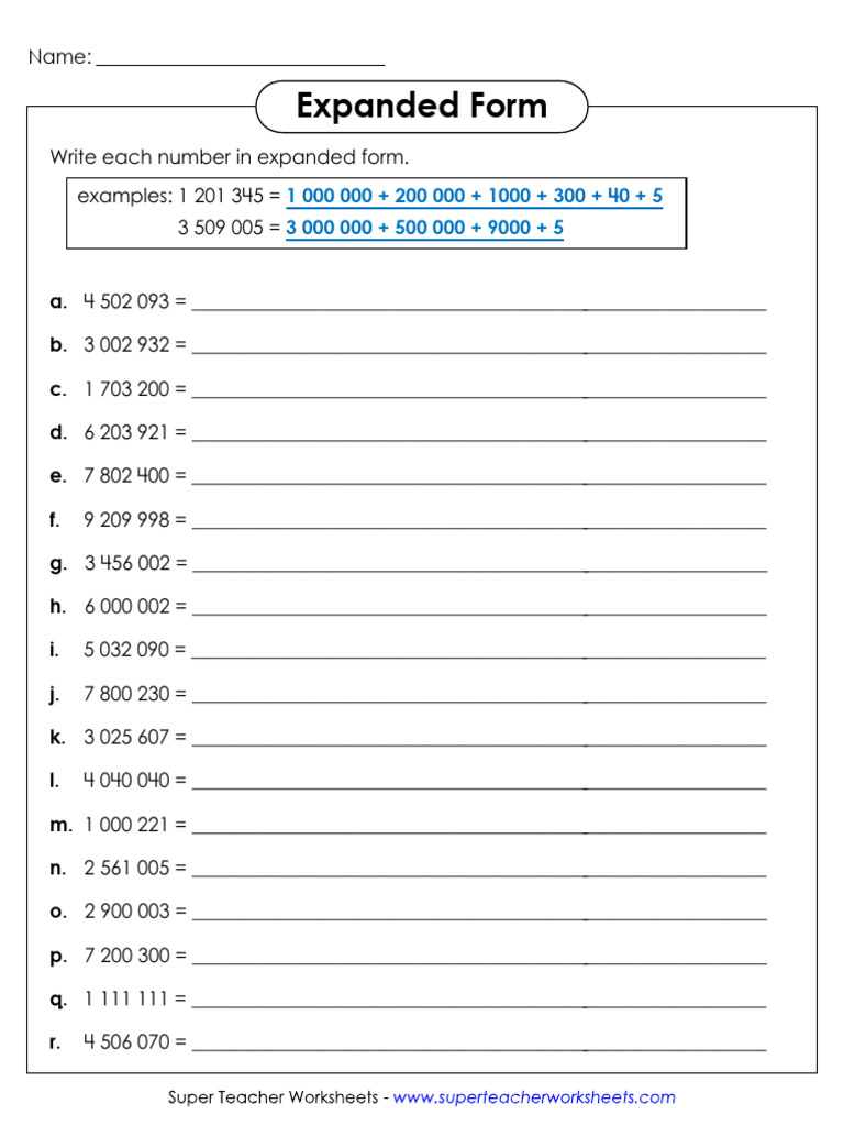 #1c Expanded Form Worksheet | PDF